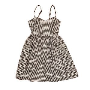 Cute Navy & Cream Chevron Spaghetti Strap Dress